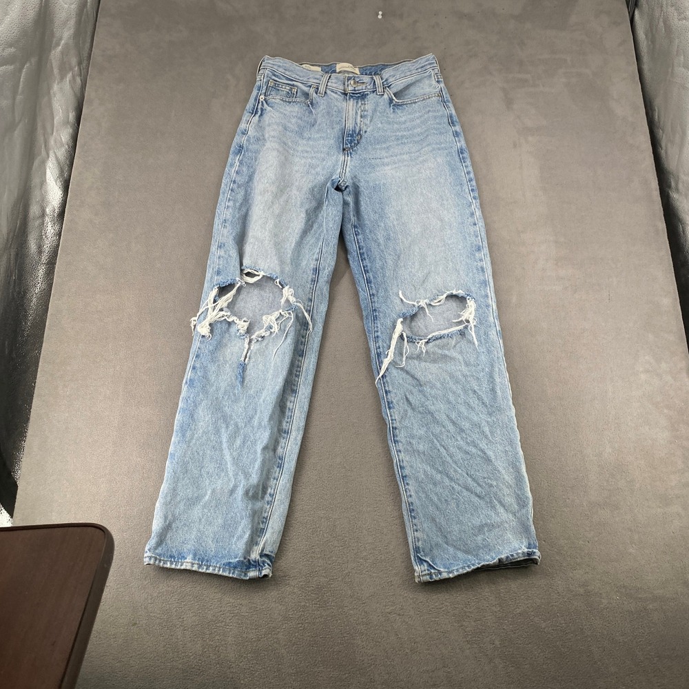Universal Thread 90s Baggy High Rise Distressed Light Wash Jeans 6R 100% Cotton